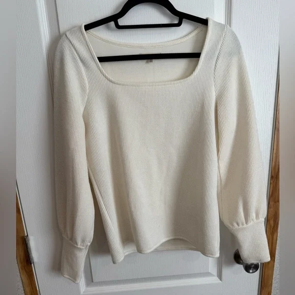 Madewell Ivory Ribbed  Sweater - Picture 2 of 5